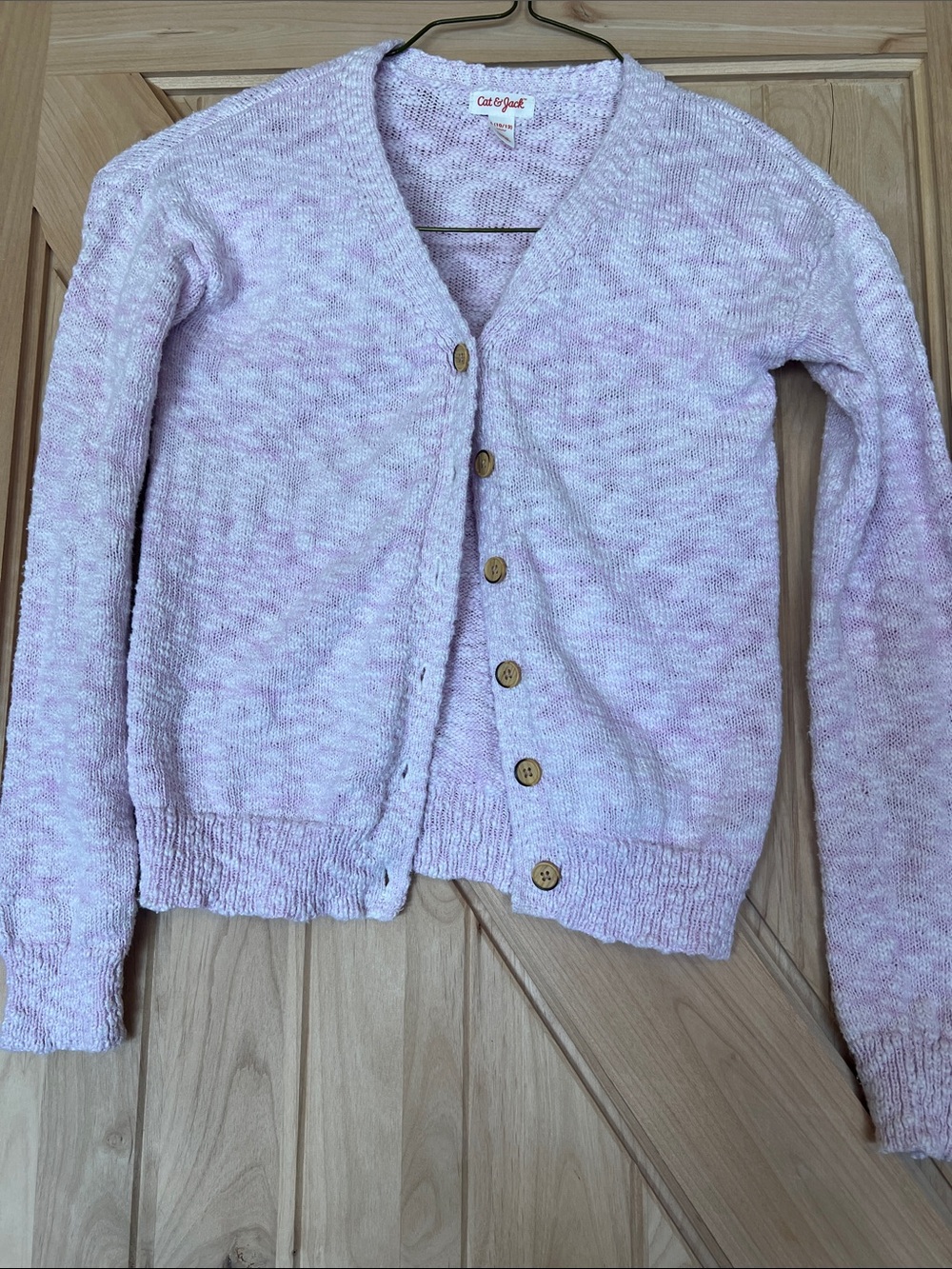 Cat & Jack Light Lavender Marled V-Neck Button Cardigan